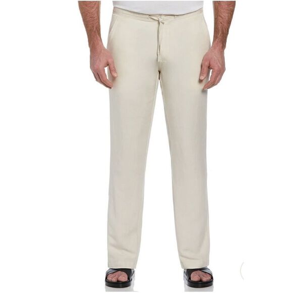 NEW CUBAVERA Big Tall Linen Blend Core Drawstring Pants Silver Lining 1XB x 30" - Picture 1 of 12